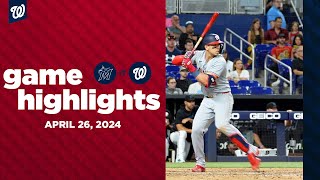 Nationals vs. Marlins Game Highlights (4\/26\/24) | MLB Highlights