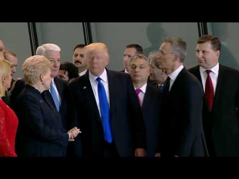 Donald Trump Pushes NATO Leader Out Of Way To Get In Front Of Crowd