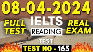 IELTS Reading Test 2024 with Answers | 08.04.2024 | Test No - 165