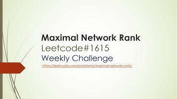 Maximal Network Rank Leetcode 1615 video