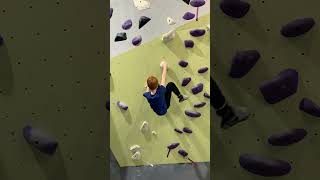 Climbing a hard physical overhang V4 boulder problem
