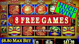 Triple Festival Slot Machine Huge Win 880 Max Bet Bonus  My 60000 Subscribers  Trailer