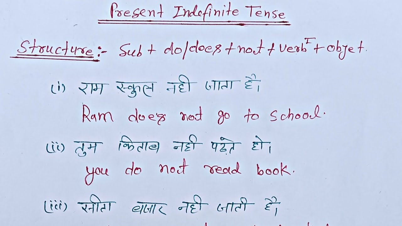 Present indefinite tense in English grammer ( negative sentence) - YouTube