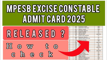 MPESB Excise Constable Admit Card 2025 | How To Check MPESB EXCISE CONSTABLE Admit Card 2025