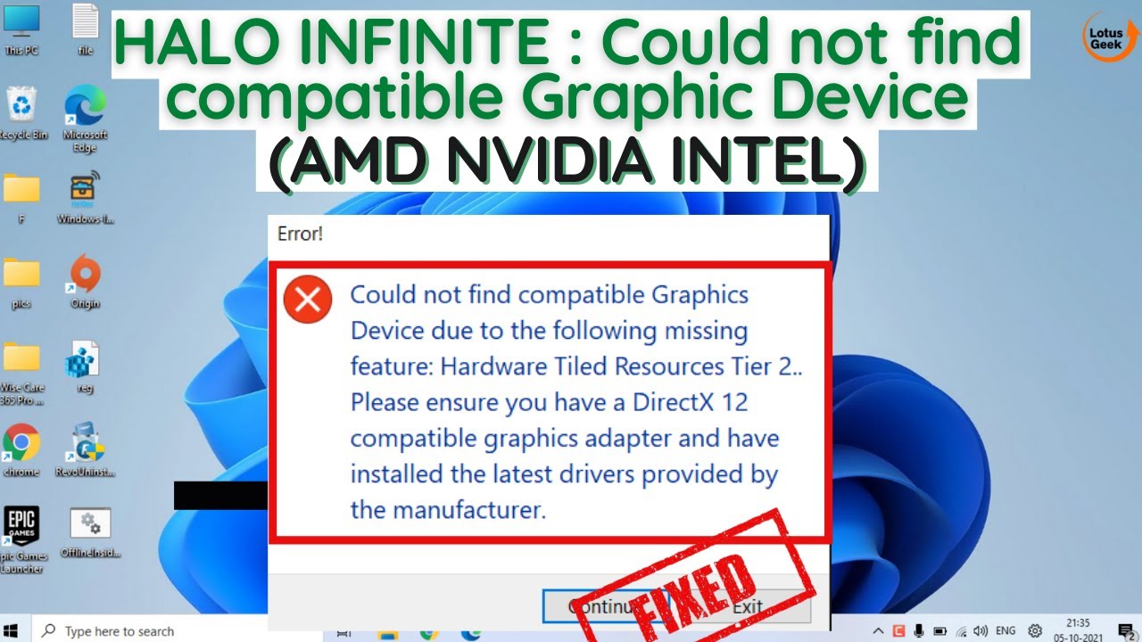 erektion direktør Hælde Halo Infinite error could not find compatible graphic device | Halo  infinite directx 12 error - YouTube