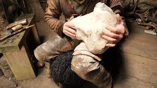 Reproducing a 400,000 year old Hand axe from a giant flint stone.