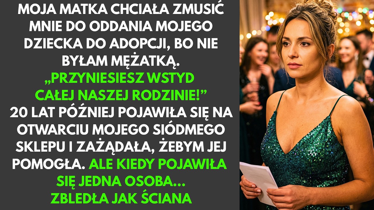 Stałam przed kamerami w dniu otwarcia siódmego sklepu, który zbudowałam od zera z mężczyzną, któremu moja matka kiedyś powiedziała „jesteś nikim". I wtedy w tłumie zobaczyłam ją – starą,...