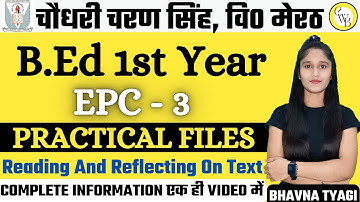BOOK REVIEW B.ED Files | EPC-3 | Reflecting on text | B.ed files book review |By Bhavna Tyagi