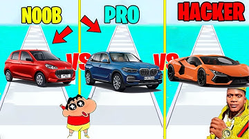 SHINCHAN GET LUXURY CARS WITH OGGY, CHOP & JACK IN STEERING WHEEL 3D NOOB VS PRO VS HACKER