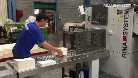 RIMA-SYSTEM Lift Collator RS 700 behind digital web press. Stacking of pre-glued book blocks