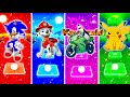 Sonic Prime 🆚 PAW Patrol 🆚 Los Pingüinos 🆚 Pikachu | Tiles Hop EDM Rush🎶 | Who Is Best?🎯