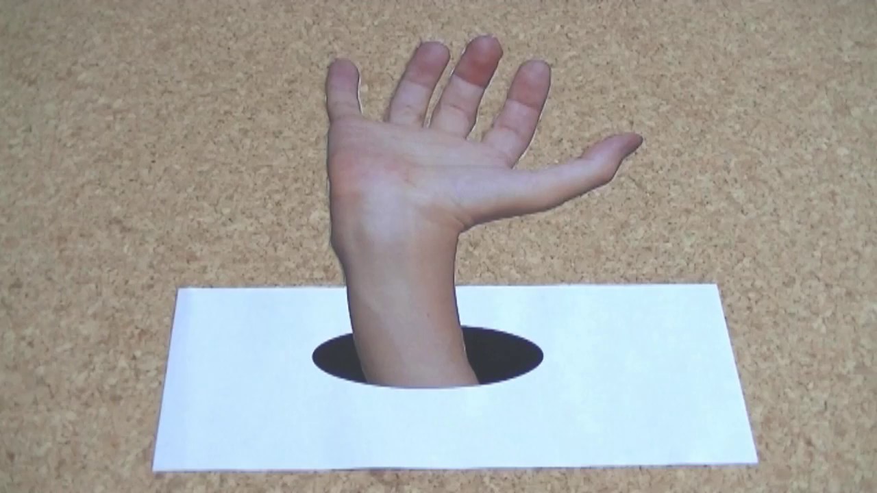 手が立体にとび出て見える錯覚画像 Youtube