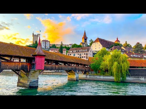 Unreal Sunset Walking Tour in Lucerne Switzerland 🇨🇭