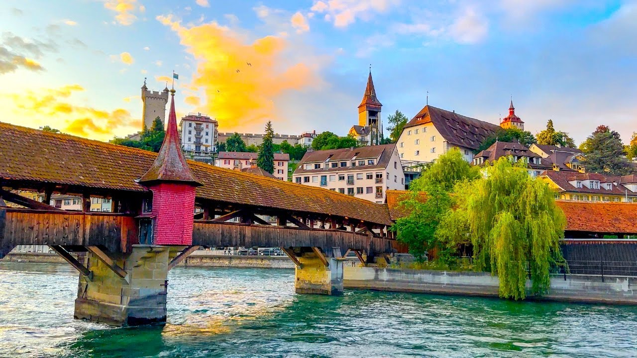Нереальная пешеходная экскурсия на закате в Люцерне, Швейцария 🇨🇭