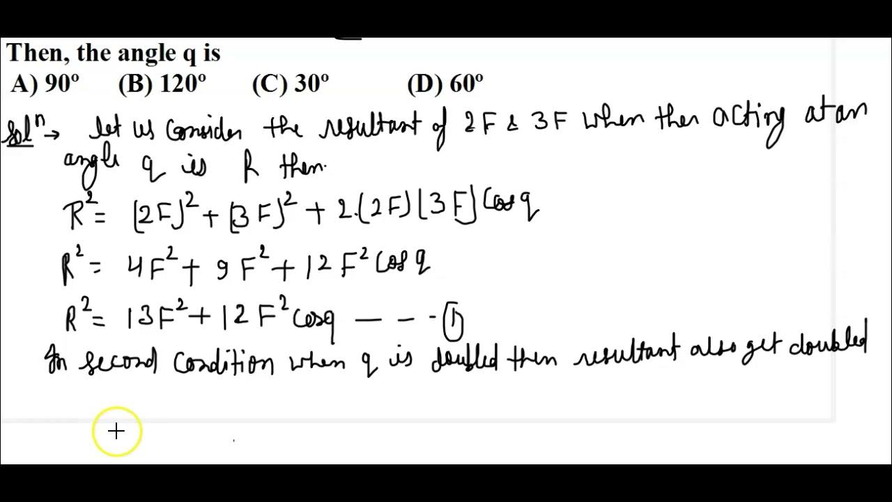 Two forces P and Q, of magnitude 2F and 3F, respectively, are at an ...
