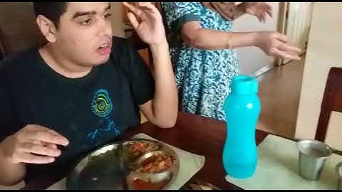 Nishant requesting a utensil using Avaz AAC app