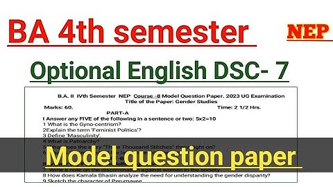 BA 4th semester optional English dsc 7 | RCUB | model question paper | NEP |