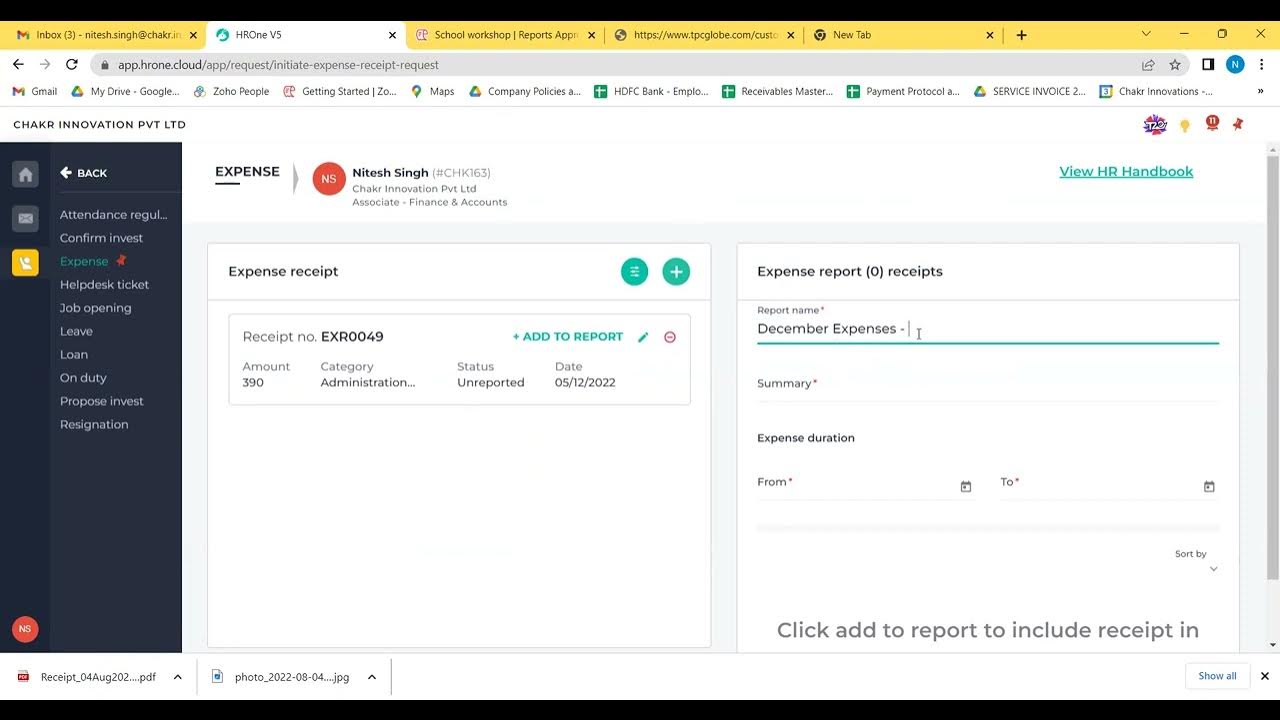 how-to-file-expenses-on-hr-one-portal-youtube