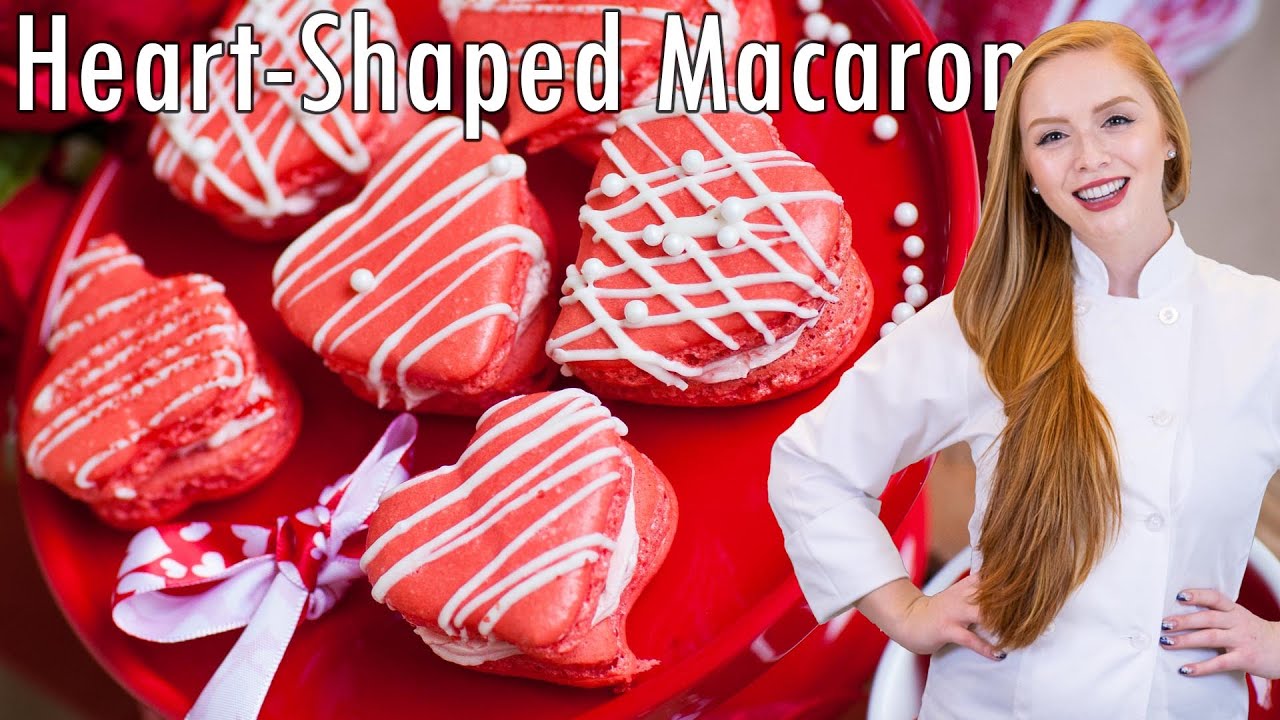Heart-Shaped French Macarons Recipe - Maraschino Cherry Flavored! With Cherry Buttercream!
