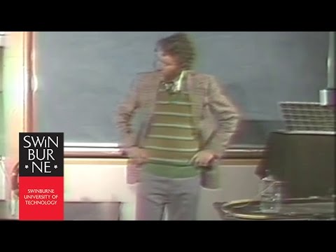 Swinburne Science Show (Part 1 of 3). Circa 1978. Sections in this part: 1. Introduction An oscilloscope traces music, including Tom Lehrer's song about the elements. 2. The Light Fantastic A demonstration of photovoltaic cells and discussion of solar energy. 3. A Stirling Effort