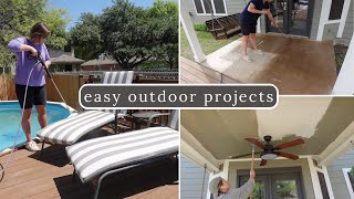 EASY OUTDOOR PROJECTS | CONCRETE STAINING | PRESSURE WASHING + PAINTING