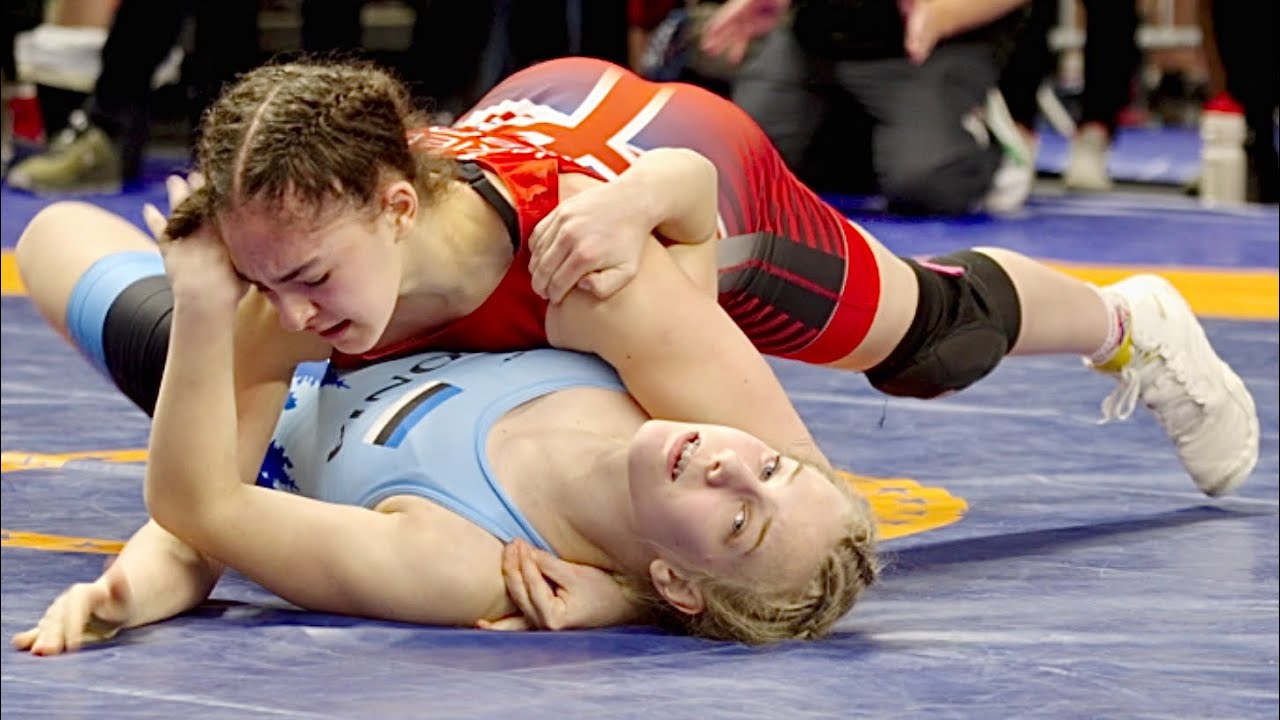 U15 Kayah Jakiel (GBR) vs Helena Pihlapuu (EST) 50kg. Women girls youth wrestling. B-cam-man