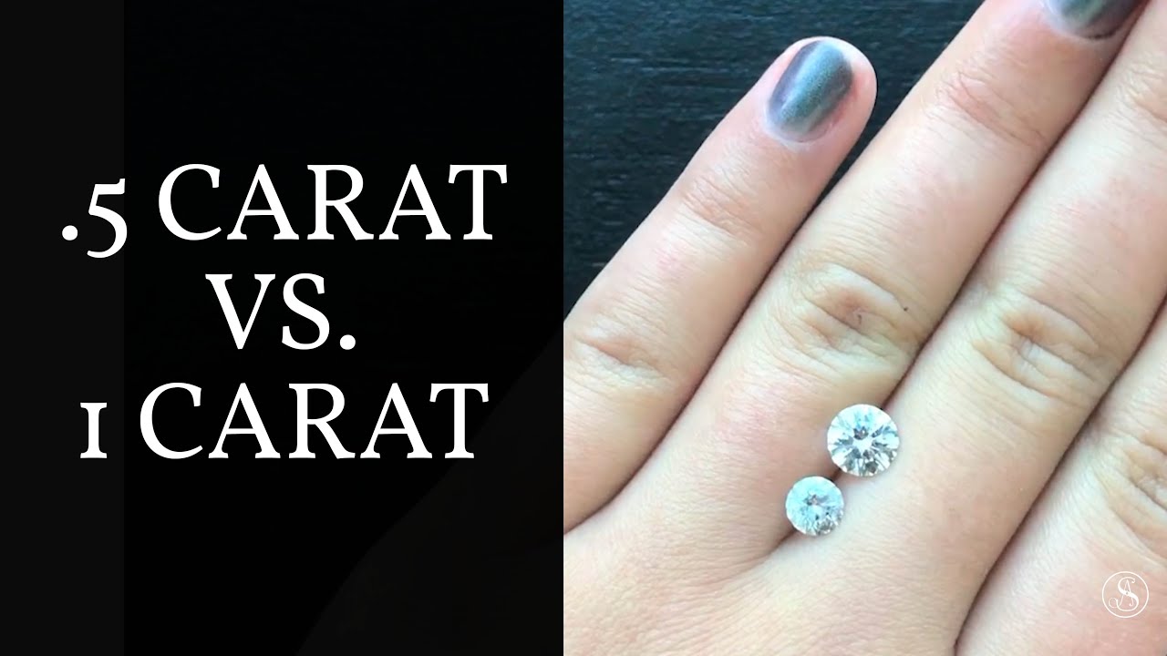 Diamond Size Comparison: 0.5 carat vs. 1 carat Round Shape Stones - YouTube