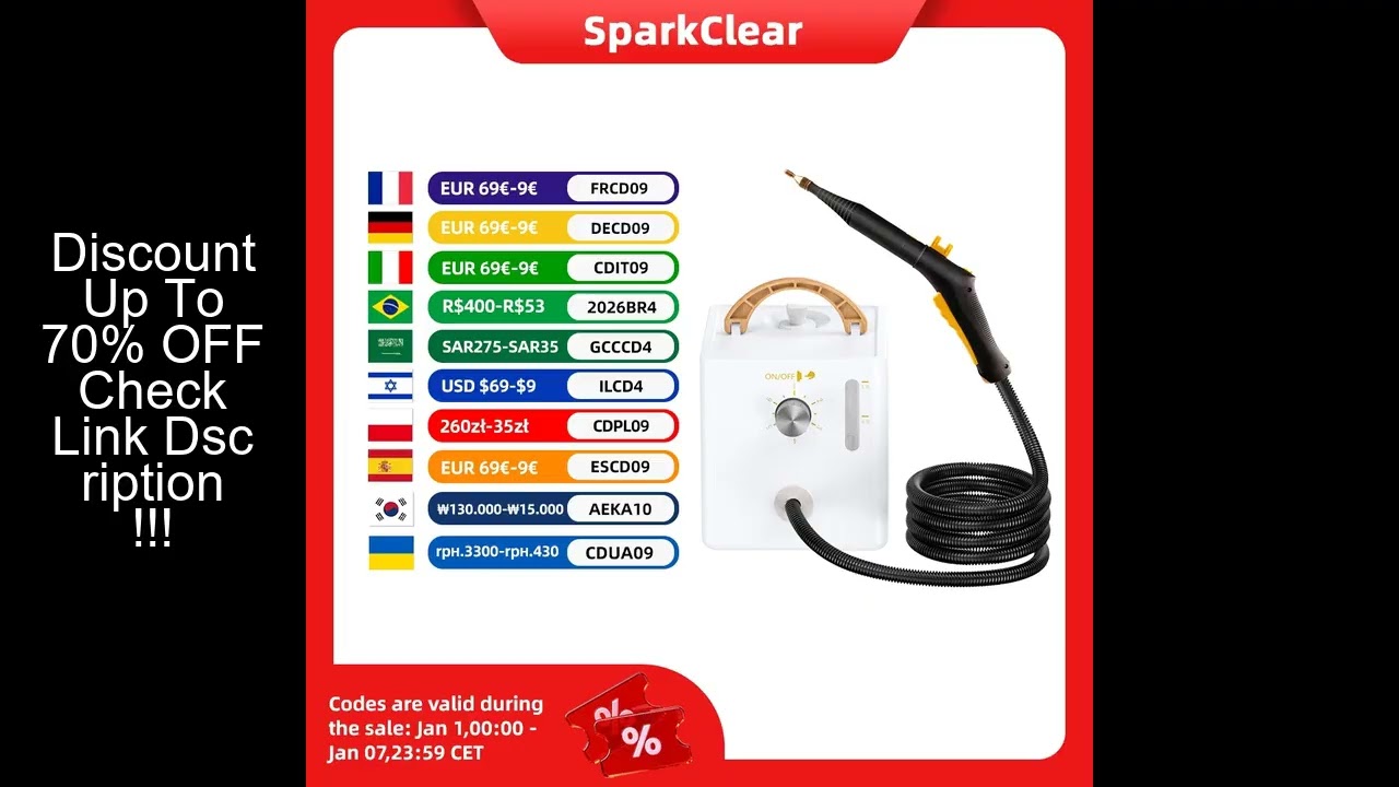 2600W High Temperature and Pressure Steam Cleaner 1000ml Large Water Tank 6 - Speed Adjustable Press