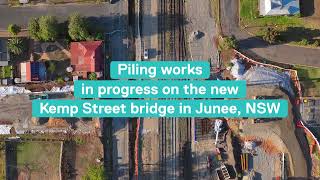 Piling works in progress on the new Kemp Street bridge in Junee, NSW - April 2026