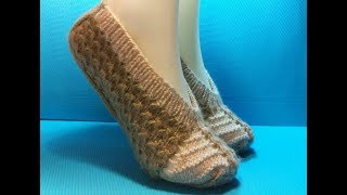 картинка: Вязание спицами Домашние тапочки # 193