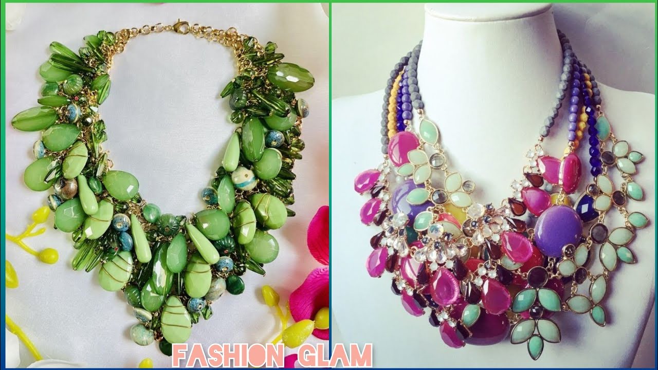 Stones Beads Mother Of The Bride Chunky Statement Necklace/Natural Stones Bridesmaid Necklace