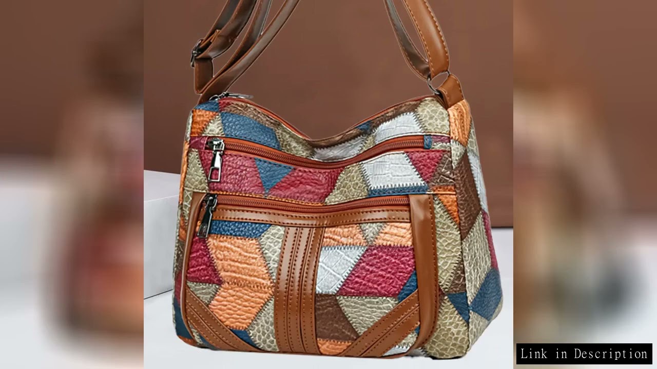 Women's  Crossbody Shoulder Bag, Lightweight Geometric Pattern, Multi-Layer Design, Secure Zipper Cl