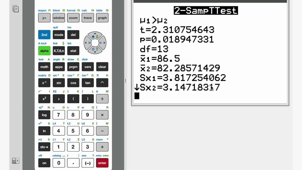 T-test - SLAI IB exam question - TI84