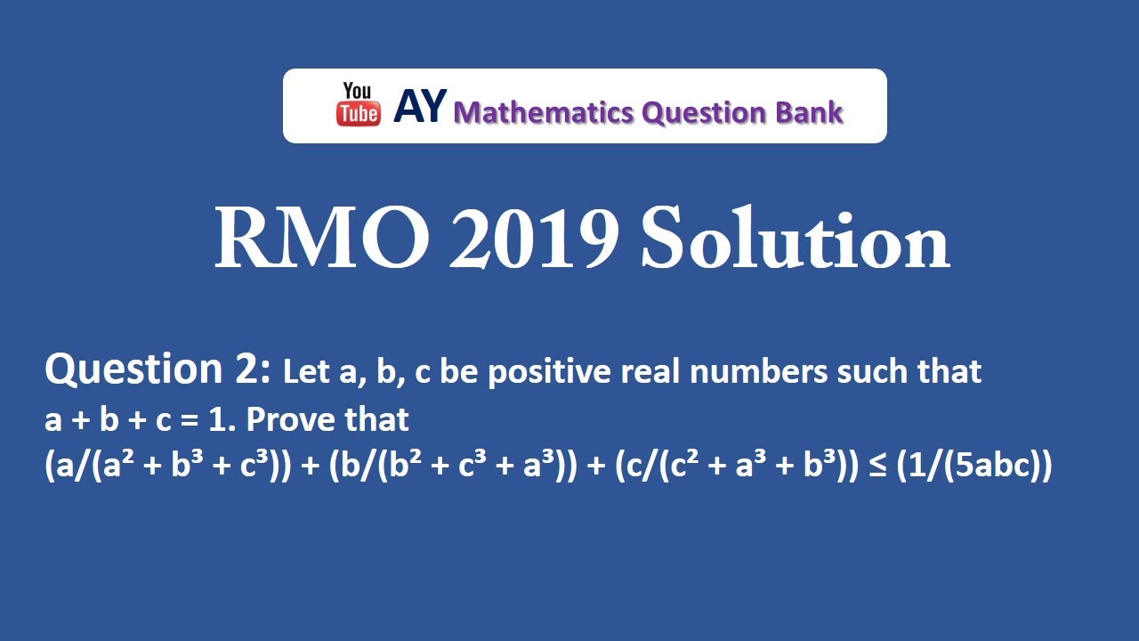 #2 RMO 2019 Solutions | RMO Video Solution | RMO Question Paper with Solution | RMO inequalities