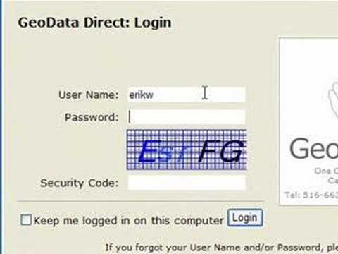 Logging into GeoData Direct