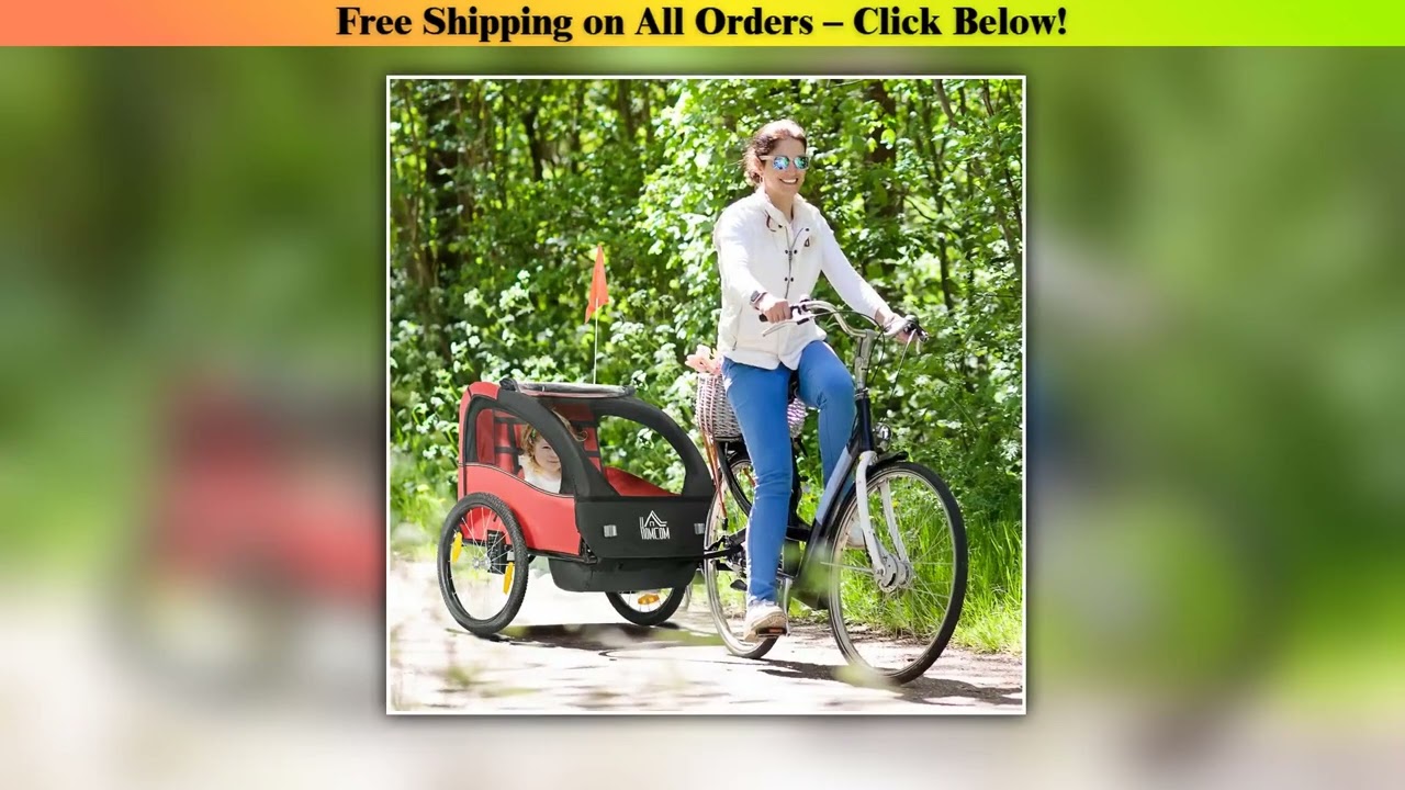 HOMCOM children bike trailer + 18 months 2 seater 140x88x90 cm Wholesale Best Quality New