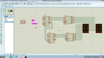 Rangkaian counter up down menggunakan aplikasi proteus.