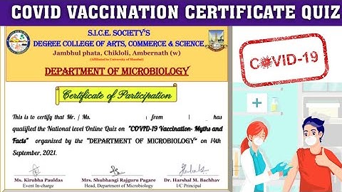 Quiz On Covid-19 Vaccination l Covid 19 Vaccinations Quiz With Certificate l Online certificate quiz