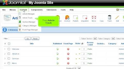 Joomla - Administrator - Trash Manager