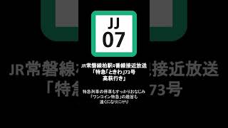 JR常磐線柏駅４番線接近放送「特急「ときわ」73号 高萩行き」