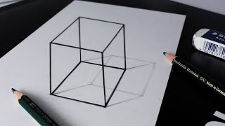 How to Draw 3D Illusion: Cube and Shadow: Anamorphic Pencil Drawing screenshot 3