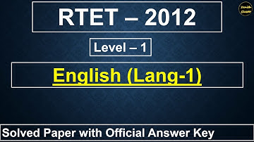 RTET 2012 level 1 English paper solution