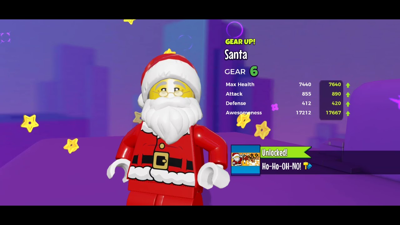 Lego Legacy Heroes Unboxed Gear 1-8 requirements Santa