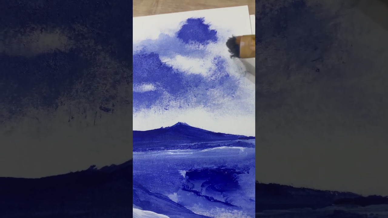 A fantastic scenery of blue Sky mountains and sea