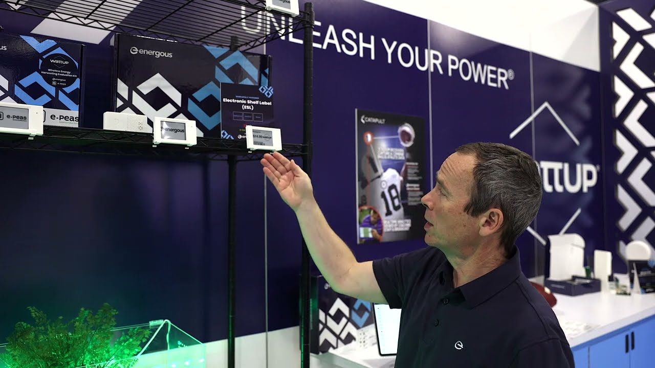 Energous demostrates Electronic Shelf Label wirelessly powered over the air.