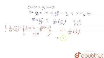 A particle is moving along a straight line such that its displacement x and time t are related a...