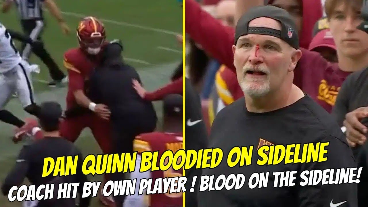😱 Dan Quinn Bloodied on Sideline! Hit by Own QB Marcus Mariota 🏈