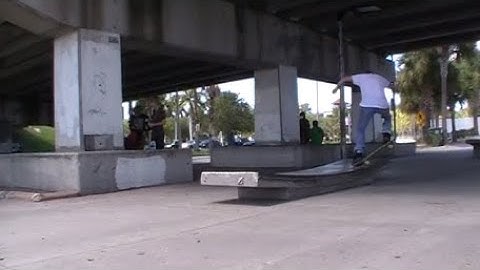 Fakie Switch Frontside Noseslide To 270 Out Bradenton, FL Riverwalk Skatepark Clip - Brandon Hanson.