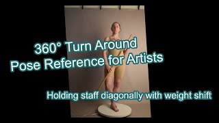 360° Turn Around Pose Reference for Artists - Holding staff diagonally with weight shift