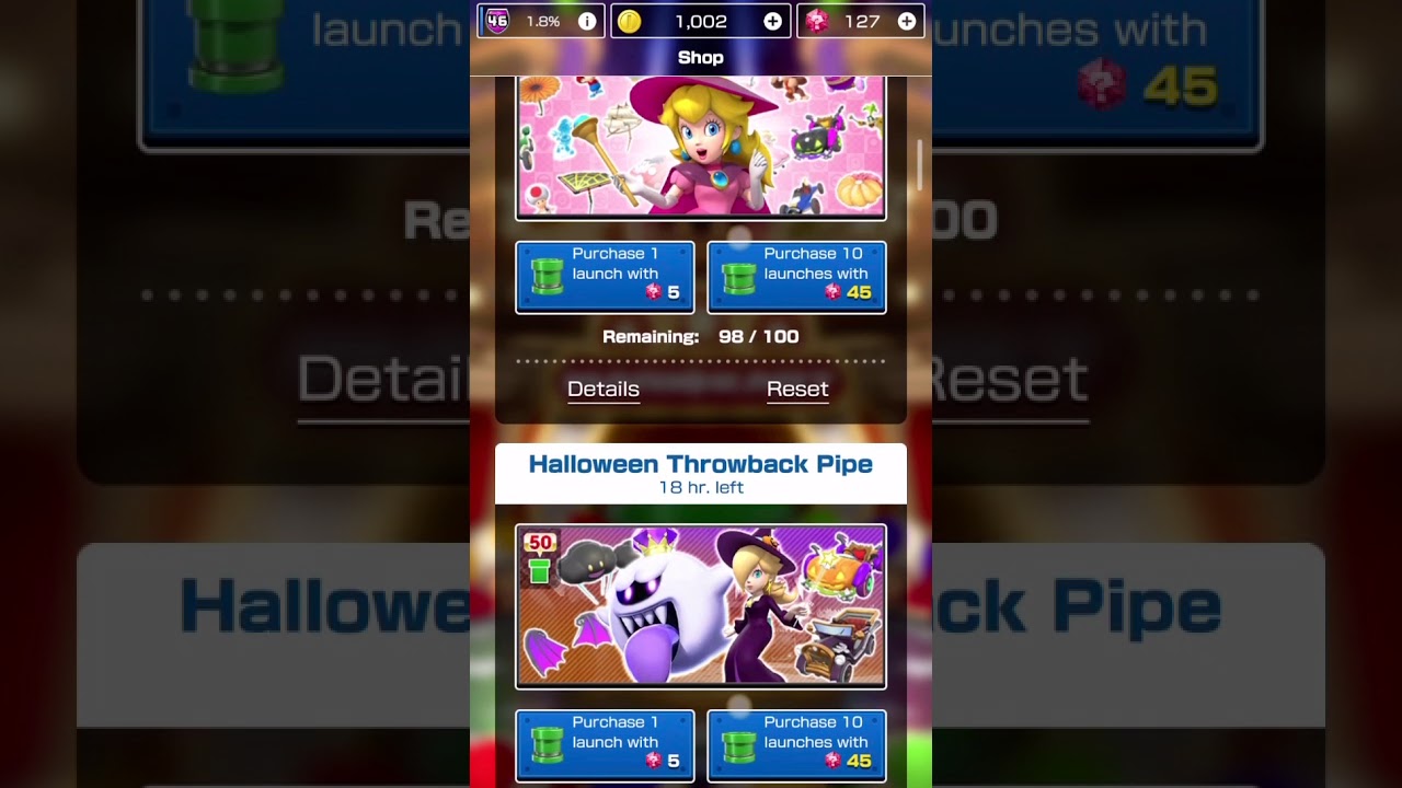 Mario Kart Tour: Halloween Pipe 2 + Halloween Throwback Pack x 10